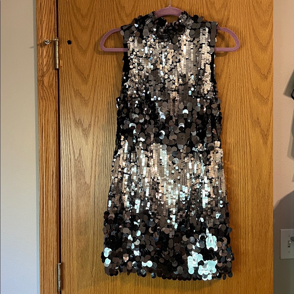 Nasty Gal Black and Silver Sequin Mini Dress